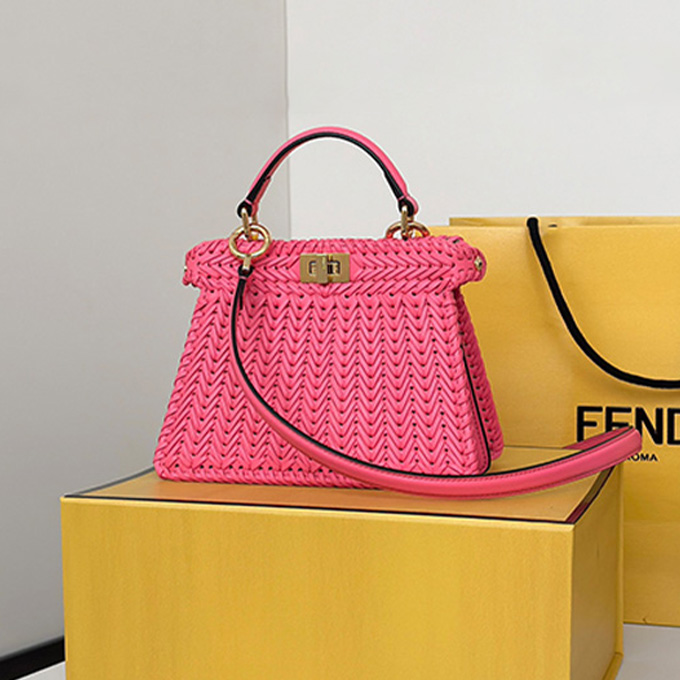 fendi peekaboo iseeu woven leather top handle handbag